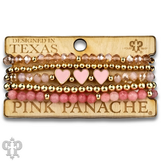 Enamel hearts and faceted bead bracelet