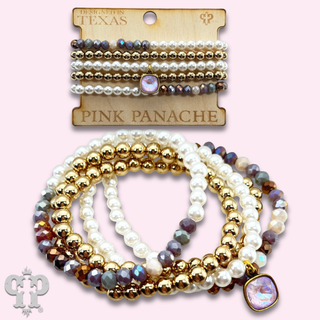 Mixed bead bracelet set with crystals from Swarovski®
