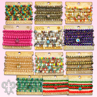 Nine strand faceted bead bracelet set with Austrian crystal