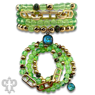 Mixed bead and chain link bracelet with Austrian crystal