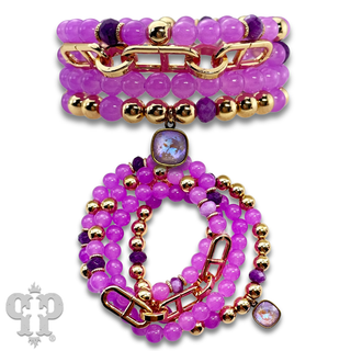 Mixed bead and chain link bracelet with Austrian crystal