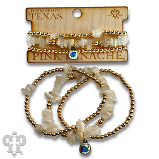 Chunky stone chip bracelet with Austrian crystal