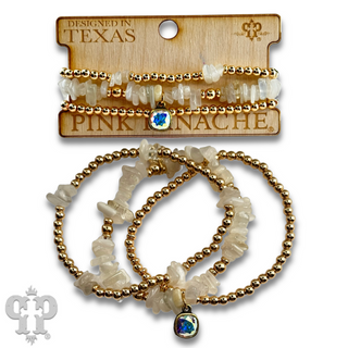 Chunky stone chip bracelet with Austrian crystal