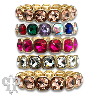 Square rhinestone single strand bracelet, two sizes