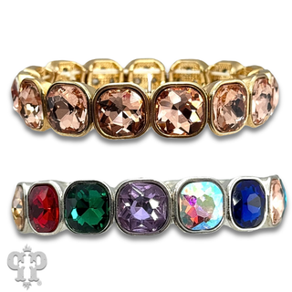 Square rhinestone single strand bracelet, two sizes - LC