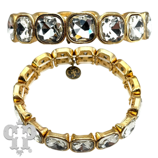 Square rhinestone single strand bracelet, two sizes