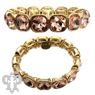 Square rhinestone single strand bracelet, two sizes