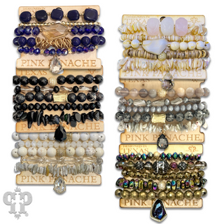 Mixed stone and bead five strand bracelet