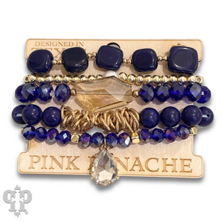 Mixed stone and bead five strand bracelet