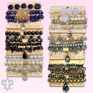 Mixed stone and bead five strand bracelet