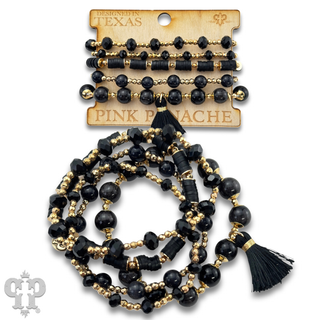 Mixed bead bracelet set with tassel - LC