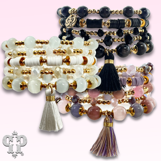 Mixed bead bracelet set with tassel - LC
