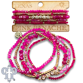 Mixed size bead bracelet with rhinestone accent - LC