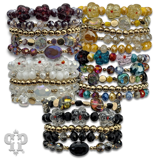 Glass bead variety mix bracelet stack - LC