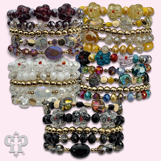 Glass bead variety mix bracelet stack - LC