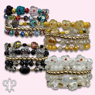Glass bead variety mix bracelet stack - LC