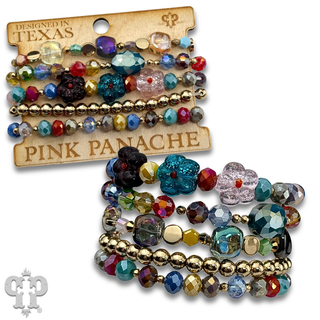 Glass bead variety mix bracelet stack - LC