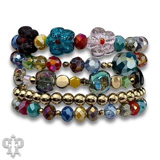 Glass bead variety mix bracelet stack - LC