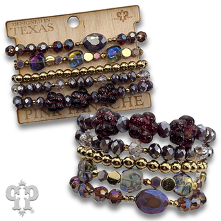 Glass bead variety mix bracelet stack - LC
