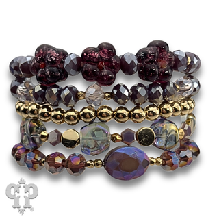 Glass bead variety mix bracelet stack - LC