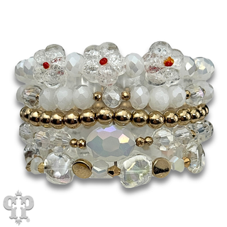Glass bead variety mix bracelet stack - LC