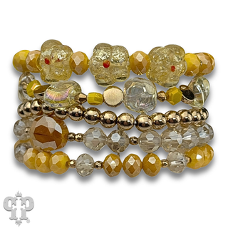 Glass bead variety mix bracelet stack - LC
