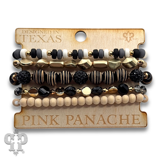 Multi-strand variety shape bead bracelet stack