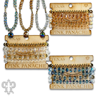 Faceted heishi bead necklace with Austrian crystal pendant