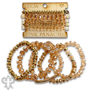 Faceted heishi bead bracelet with twisted tube bead feature