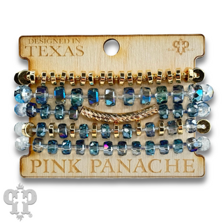Faceted heishi bead bracelet with twisted tube bead feature