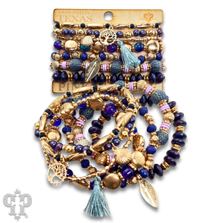 Beaded charm bracelet set