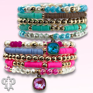 Mixed bead bracelet with five strands