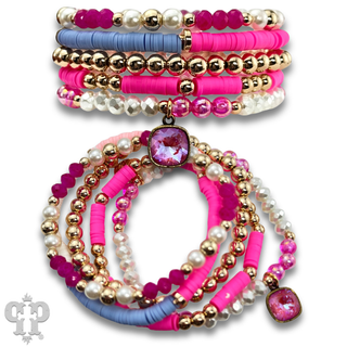 Mixed bead bracelet with five strands