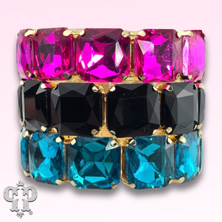 Square rhinestone stretch bracelet
