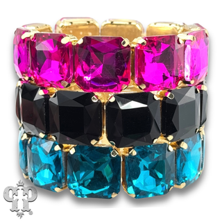 Square rhinestone stretch bracelet