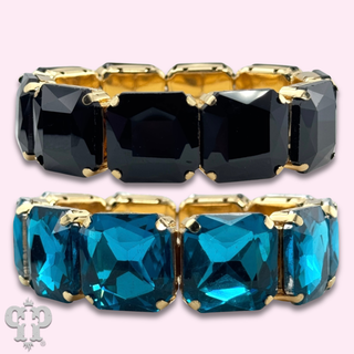 Square rhinestone stretch bracelet