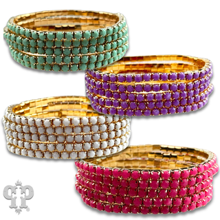 Prong set rhinestone bead bracelet