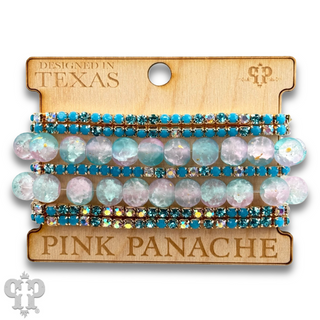 Mixed rhinestone and bead bracelet set