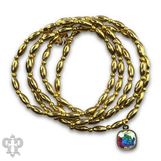 Rice bead bracelet with Austrian crystal