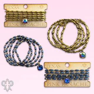 Rice bead bracelet with Austrian crystal