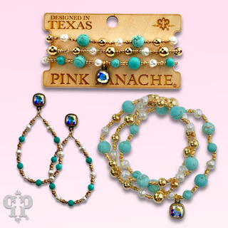 Turquoise and gold bracelet with Austrian crystal