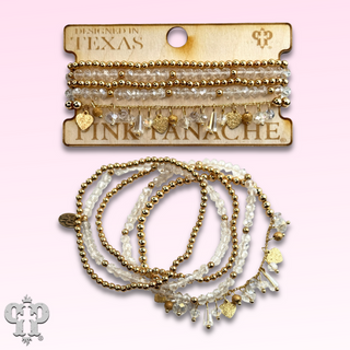 Heart and variety bead charm bracelet