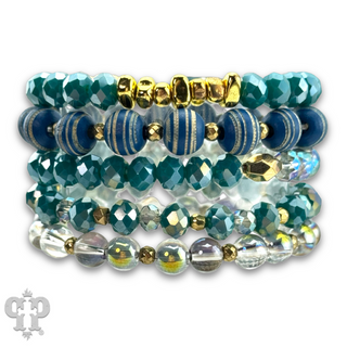 Faceted and round bead bracelet