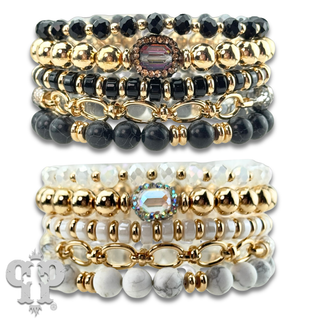 Mixed bead bracelet with chain feature