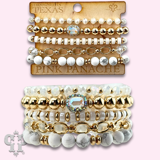 Mixed bead bracelet with chain feature