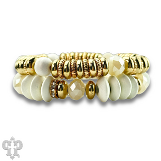 Chunky white and gold bead bracelet