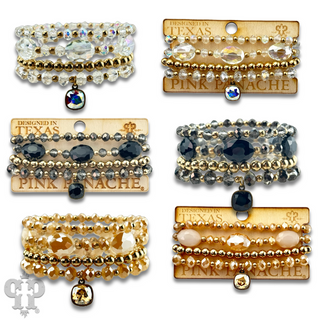 Four strand faceted bead bracelet with Austrian crystal