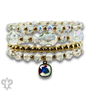 Four strand faceted bead bracelet with Austrian crystal