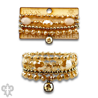 Four strand faceted bead bracelet with Austrian crystal