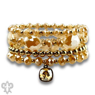 Four strand faceted bead bracelet with Austrian crystal